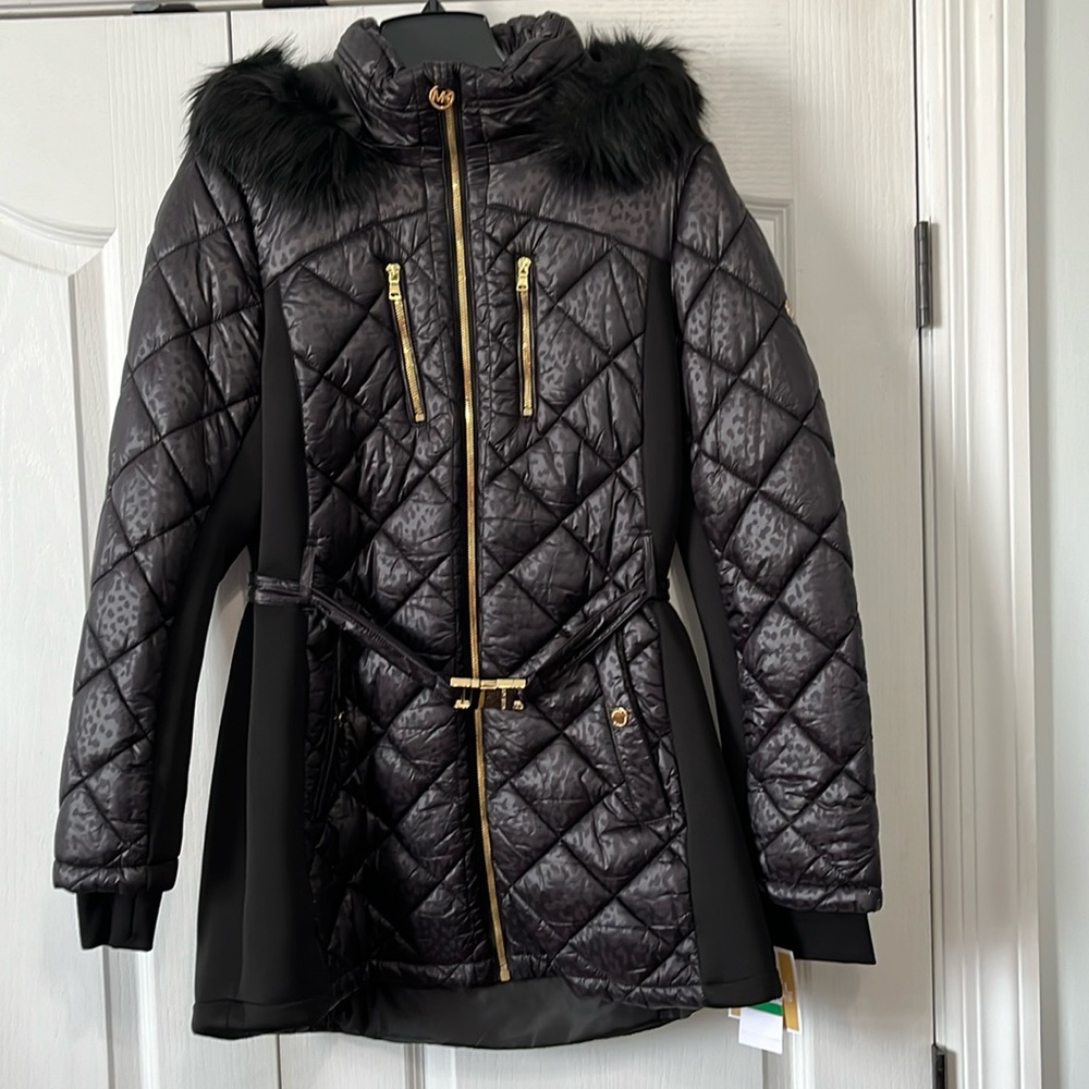 Michael Kors animal print black jacket NWT
